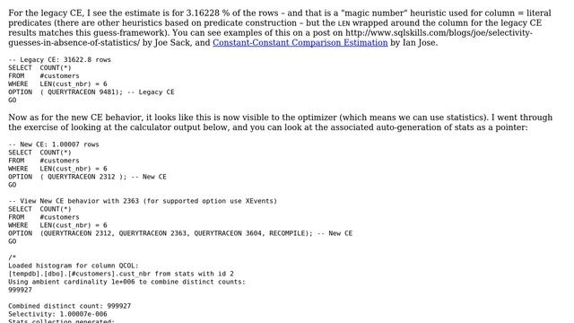 Databases: Why does LEN() function badly underestimate cardinality in SQL Server 2014? смотреть онлайн