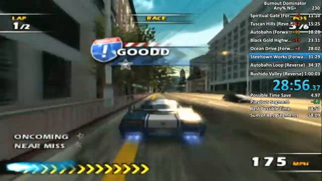 Speedrun Burnout Dominator - Any% NG+ - 59:37 - PS2 (USA) смотреть онлайн