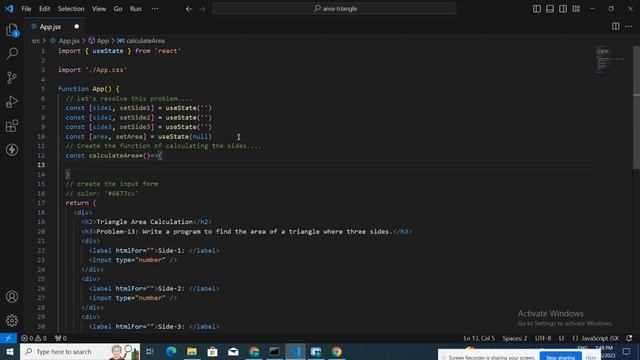 Calculate Triangle Area with Three Sides in React.js | React.js Interview Questions | Basic смотреть онлайн