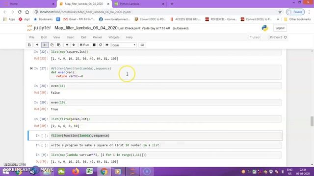 map(),filter() and lambda () using Python смотреть онлайн