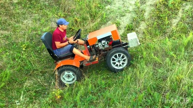 Как сделать минитрактор своими руками ,тест драйв по оврагам.Homemade Minitractor