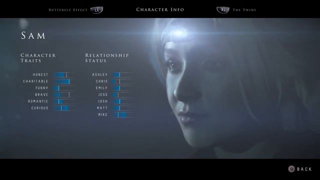 Until Dawn - Status Screen (Sam) смотреть онлайн