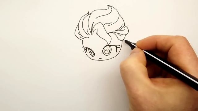 Как Нарисовать Эльзу чиби из Холодное Сердце поэтапно  Рисуем Эльзу  Уроки рисования