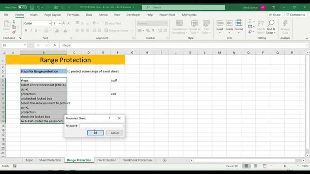 Protect(Lock) Sheet, Cells, Workbook, Structure - in Excel | Excel Life - Amit Kumar смотреть онлайн