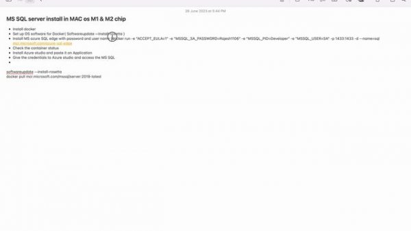 MS SQL server Installation In MAC-M1/M2/Intel using of DOCKER