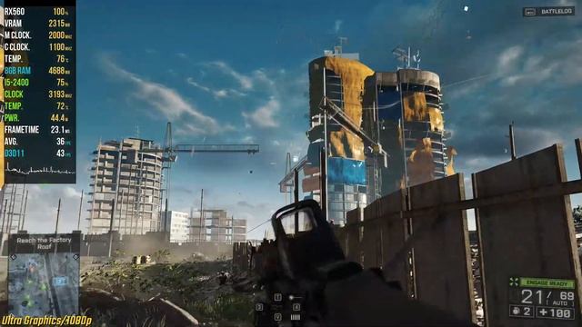 Battlefield 4 | Ultra Graphics + i5-2400 + AMD Radeon RX560 4GB | 1080p | Benchmark смотреть онлайн