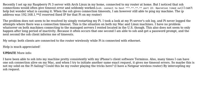 SSH connection timeout issues frequently on local LAN server, ping works смотреть онлайн