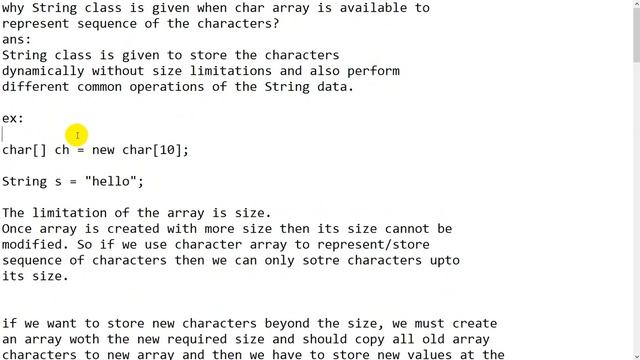 why String class is given when char array is available to represent sequence of characters? смотреть онлайн