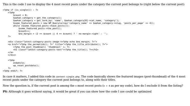 Wordpress: Latest posts by category how to exclude current post? смотреть онлайн