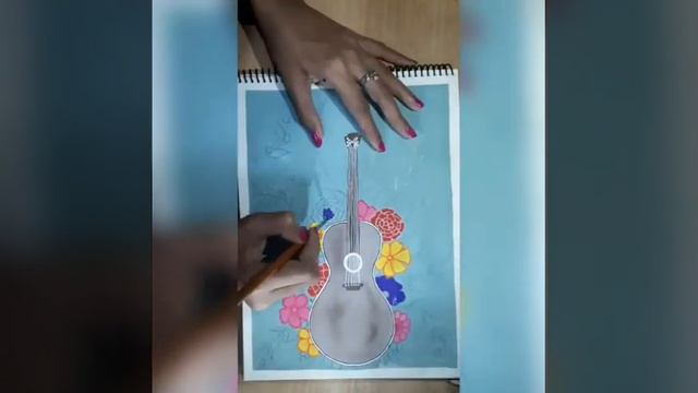 Floral guitar painting by poster colour ♥️🎸 смотреть онлайн