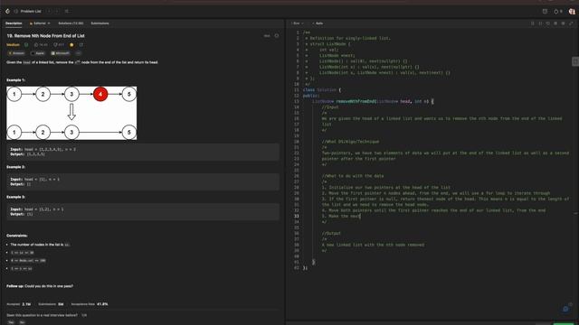 Leetcode Blind 75 C++: Remove Nth Node From End of List смотреть онлайн