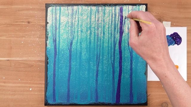 Blue Forest Acrylic Painting using Iron Scrubber Painting Technique for Beginners смотреть онлайн