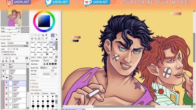 [Sai+Photoshop Timelapse] Jotaro and Kakyoin (UmikochannDTIYS) смотреть онлайн