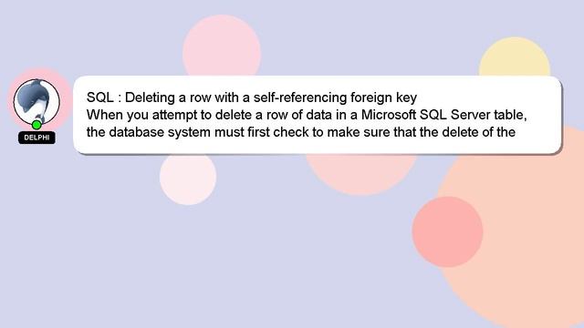 SQL : Deleting a row with a self-referencing foreign key смотреть онлайн