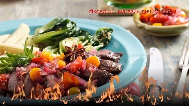 Рецепты из страуса - как приготовить страуса пошаговый рецепт - Салат с мясом страуса и физалисом смотреть онлайн
