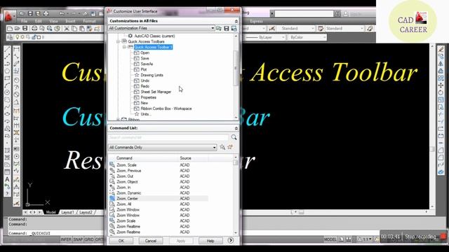 Quick Access ToolBar in Autocad || Restore MenuBar | Customize Quick Access ToolBar | Adding toolBa смотреть онлайн