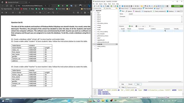 Data Base Task 01 |Create a Database Using HeidiSQL | 1st Year | Java Institute смотреть онлайн