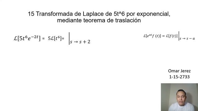 15 Transformada de Laplace de 5t^6 por exponencial, mediante teorema de traslación смотреть онлайн