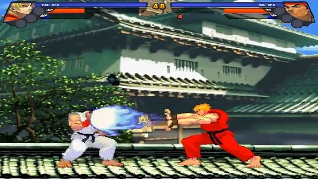 MUGEN ANIME 1.1 KEN SF3 VS RYU SF3 STAGE SF3  SHOTOKAN TEMPLE