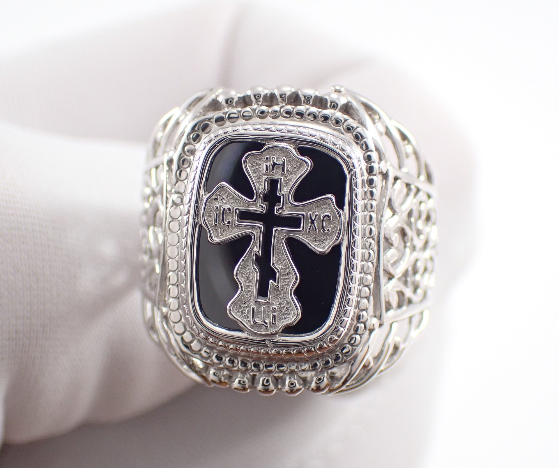 Печатка Мужская с Крестом, Артикул КМ-97_17_с, серебро 925 пробы смотреть онлайн