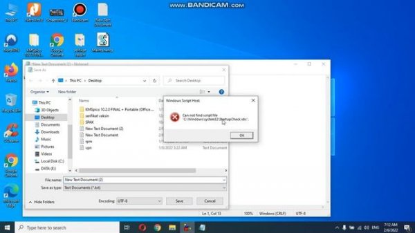 Windows Script Host Can not find StartupCheck.vbs C:\Windows\System32