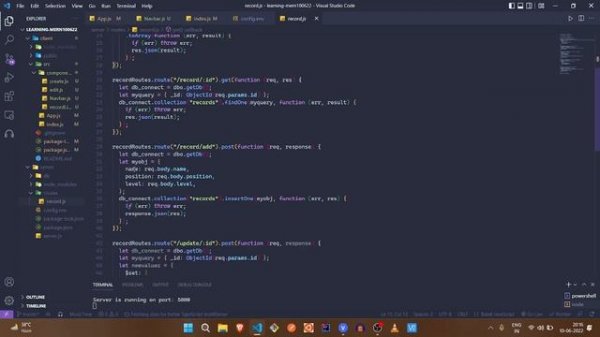 Practiced creating backend and MongoDB database in MERN stack [ Day 10 - ( 30 days of code)]