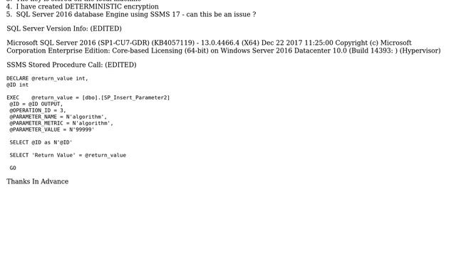 Databases: AlwaysEncrypted error when inserting via stored proc смотреть онлайн