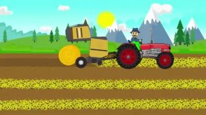 Picking Up Straw Bales _ Work on a field - Tractor Story _ Zbieranie bel słomy - Bajki Traktory