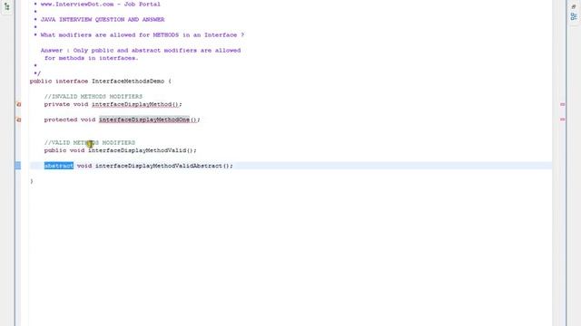 Java Modifiers are allowed for METHODS in an Interface смотреть онлайн