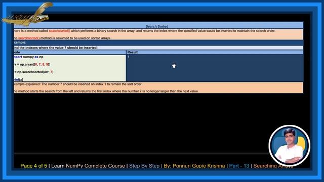 Learn NumPy Complete Course |Step By Step| Searching Arrays |Ponnuri Gopie Krishna |Part-13 смотреть онлайн