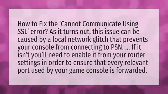 What does Cannot connect to SSL mean on ps4? смотреть онлайн