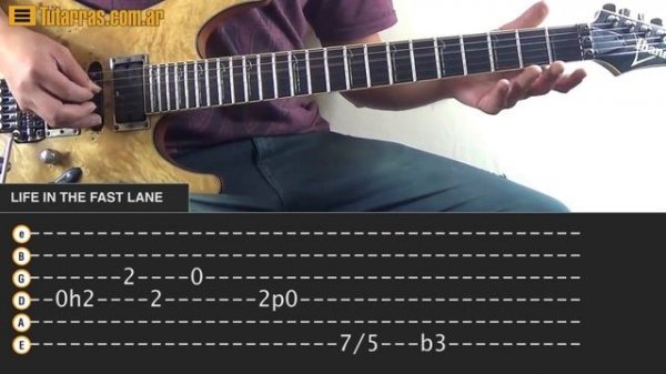 LIFE IN THE FAST LANE  -Eagles electric guitar, how to play the MAIN RIFF