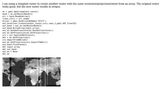 GIS: Creating Raster from Array using GDAL Results in Stripes смотреть онлайн