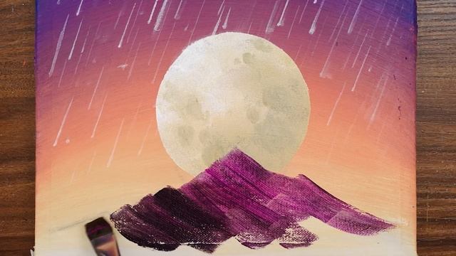 How To Painting Rainy Moonlight☔️｜Easy Acrylic Painting For Beginners Step By Step (1270) смотреть онлайн