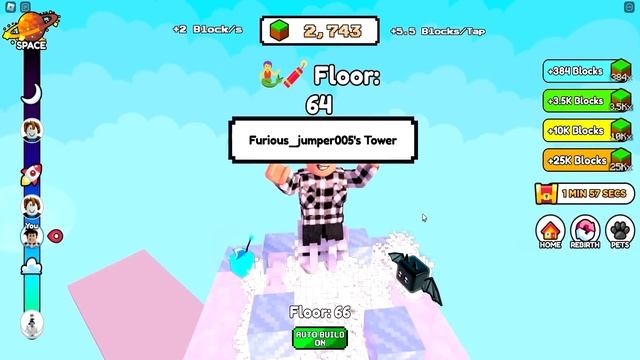 MA TOUR GRANDIT INFINIMENT DANS ROBLOX ?? (+1 Blocks Every Second) смотреть онлайн