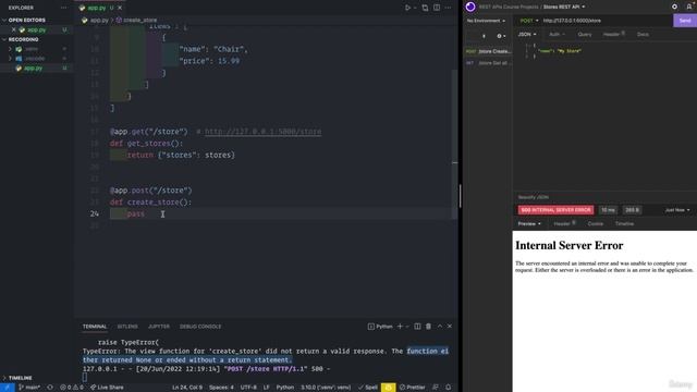 03 - Your first REST API - 007 How to create stores in our REST API смотреть онлайн