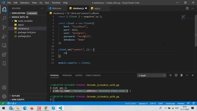How to connect Nodejs Application with PostgreSQL 13 Database смотреть онлайн