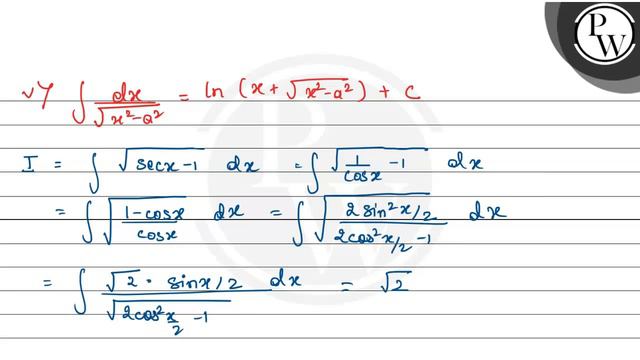 The value of \( \int \sqrt{\sec x-1} d x \) is equal to
(A) \( 2 \ln \left(\cos \frac{x}{2}+\sqr... смотреть онлайн