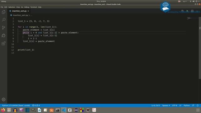 Алгоритмы. Сортировка вставками. Реализация на Python и Java. смотреть онлайн