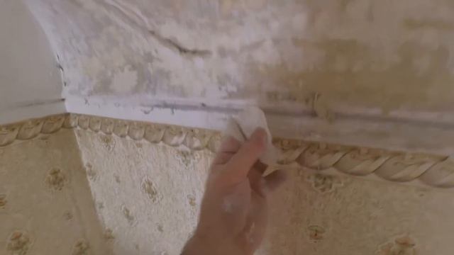 2. Начало - чистим карниз и потолок. Меловая побелка и водоэмульсионная краска. Реставрация потолка смотреть онлайн