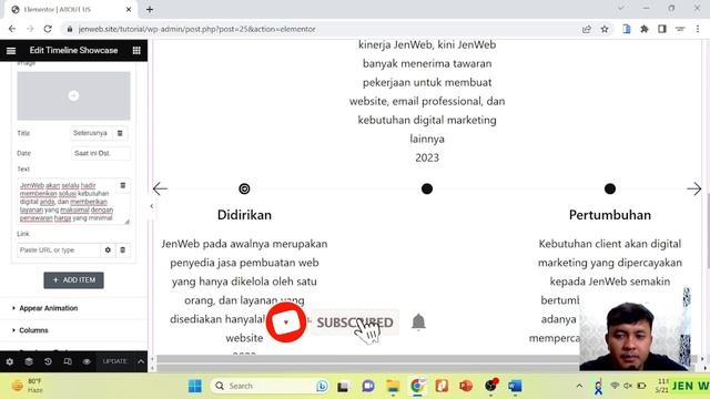 8.D. membuat section timeline di halaman about us - elementor - wordpress смотреть онлайн