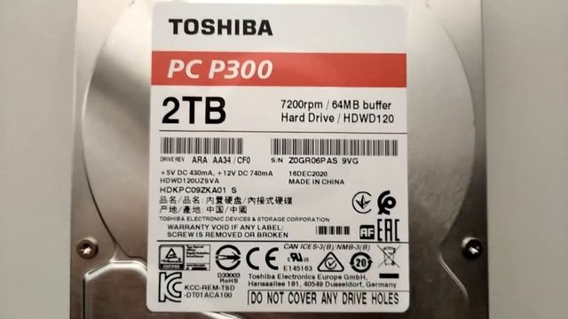 Toshiba P300 3.5" 2.0 Tb SATA III 64 Mb 7200 rpm HDWD120UZSVA S/N:Z0GR06PAS9VG MFG:16 DEC2020 DISK# смотреть онлайн