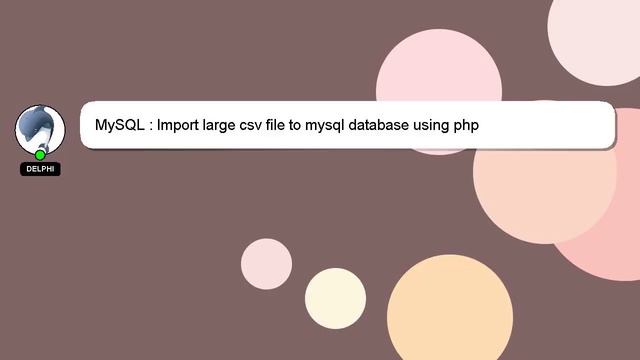 MySQL : Import large csv file to mysql database using php смотреть онлайн