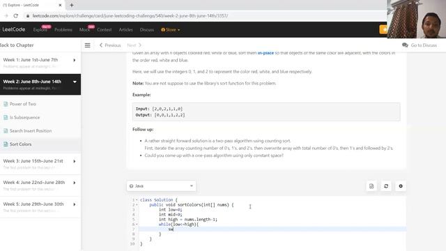 Leet Code June Sort Colors using one pass algorithm-time complexity-O(n) смотреть онлайн