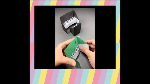 Оригами поделка из бумаги. Пианино со стулом. смотреть онлайн