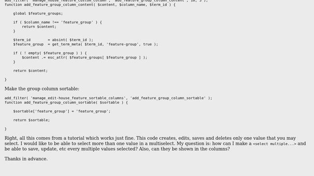 Wordpress: Term Meta - saving multiple values in one form with select options смотреть онлайн