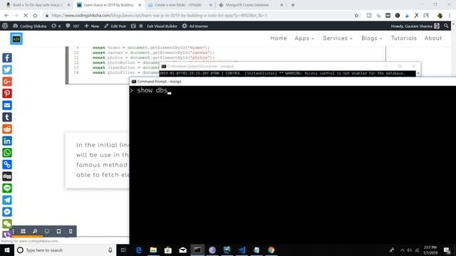 MongoDB Tutorial for Beginners (2019) (Part-2) Creating a new Database in MongoDB смотреть онлайн