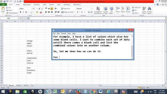 Concatenate cell values in Excel until there comes a blank cell in the column смотреть онлайн
