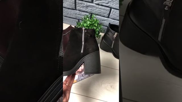 Зимние женские ботинки замшевые черные на меху1 смотреть онлайн