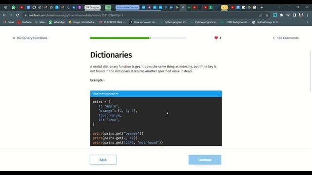 3 Dictionary Functions | Python Intermediate | Sololearn смотреть онлайн
